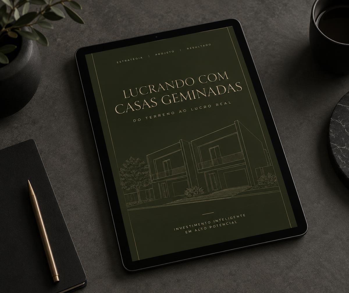 Capa do guia Lucrando com Casas Geminadas em um tablet